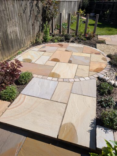 The same patio after a pressure washer clean
