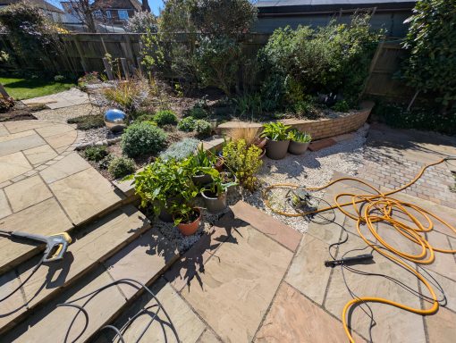 Patio steps before pressure washing