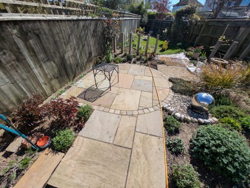 Patio before pressure washing clean