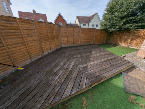 Existing decking before cleaning and restoration