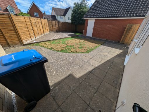 Garden before artificial lawn replacement in Stowmarket